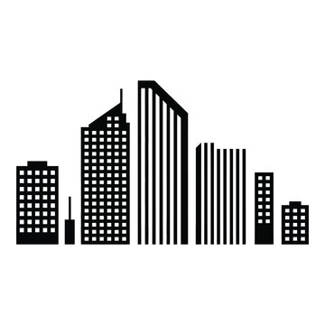 City Skyline Urban Buildings Skyscraper Silhouette Icon for Architecture Metropolis and Real Estate Concepts