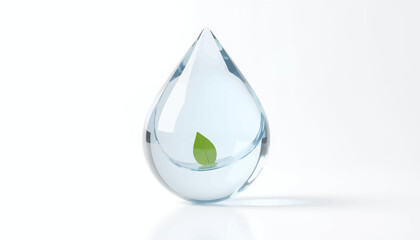 Fototapeta premium Close-up of a large teardrop-shaped glass object on a white background vector illustration