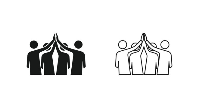 three people with hands together Vector