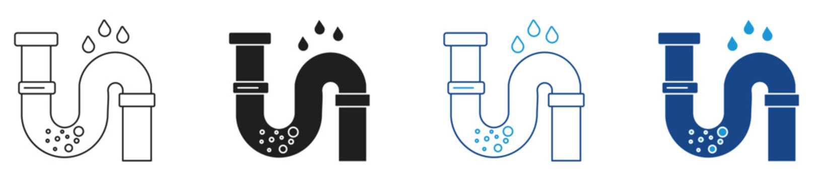 Clogged pipe icon set, Blocked drain symbol .Vector illustration.