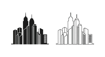 Fototapeta premium a city skyline with tall buildings Vector