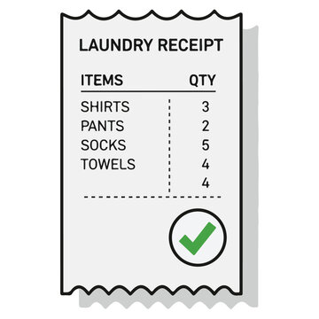 Laundry Service Receipt Flat Vector Design Template