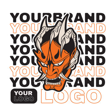 Oni japanese devil mask, Vector illustration	
