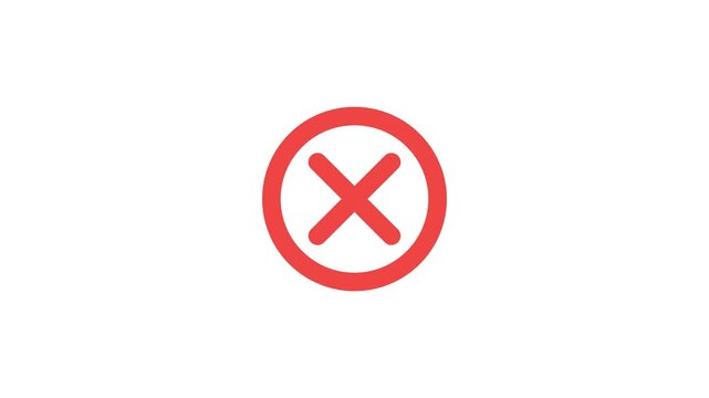 Bold red circular graphic with an 'X' mark, signifying error, invalid action, cancellation, or rejection, a common and essential warning symbol for user interfaces