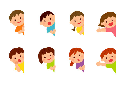 壁からのぞく子供たち