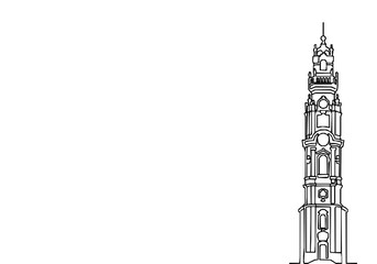 Obraz premium Porto Clerigos Tower Minimalist Monoline Vertical Skyline