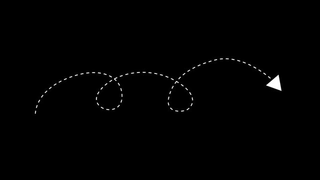 Dotted curved arrow path animation showing direction, movement and journey concept. Ideal for explainer videos, presentations, UI design and motion graphics projects in 4K.