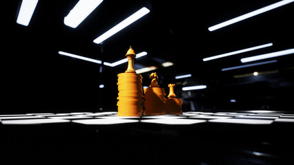 Chess and gold coins  growth, development, and investment appreciation © yongheng19962008