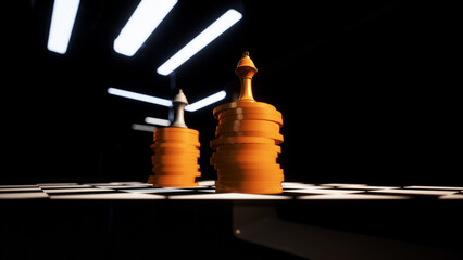 Chess and gold coins  growth, development, and investment appreciation © yongheng19962008