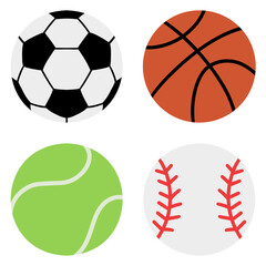Obraz premium Sports Ball Set PNG Illustration