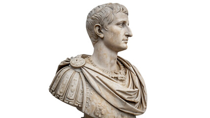 Fototapeta premium Bust of a Roman emperor isolated on transparent background cut out