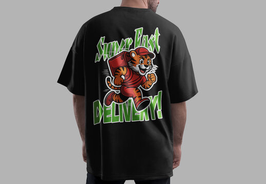 Fast Delivery Mascot Tshirt With Cute Tiger Character Vector Design