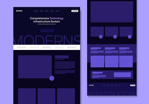 Modern Website Landing Page Wireframe Design