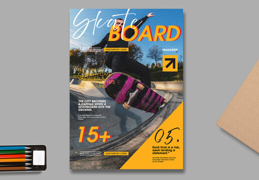 Skateboard Magazine Cover Template