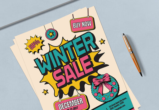 Winter Sale Flyer Design Template