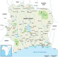 Obraz na płótnie Canvas Map of the West African state of Ivory Coast