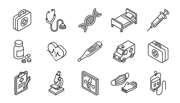 Medical and healthcare related icons and symbols.