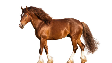 Obraz premium Majestic brown horse with flowing mane and tail, isolated on transparent background