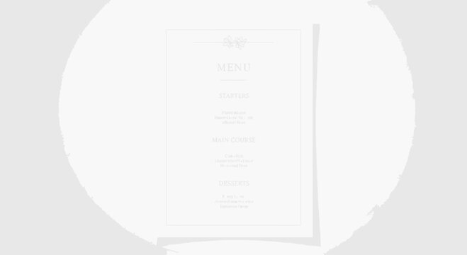 Elegant Wedding Menu Card with Floral Design on White Background