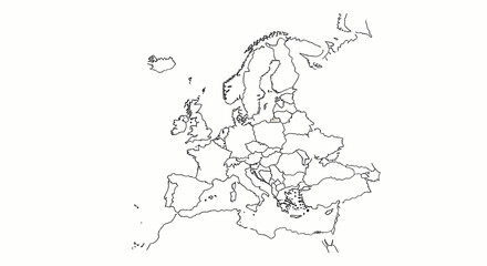 Outline map of Europe with country borders, blank political map, vector illustration © iconic salwa
