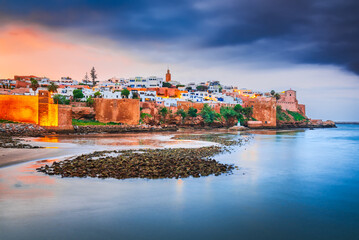 Rabat, Morocco. The Kasbah of the Udayas fortress on Atlantic Ocean coastline and ancient moroccan medina. © ecstk22