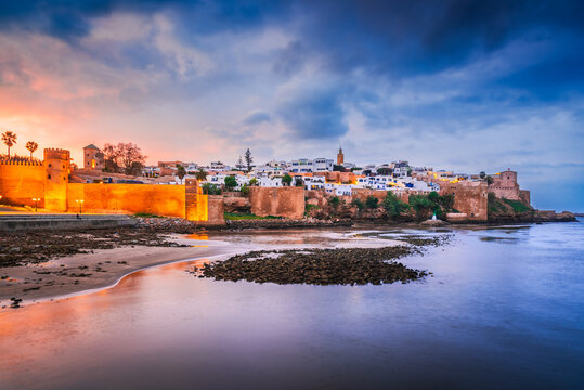Rabat, Morocco. The Kasbah of the Udayas fortress on Atlantic Ocean coastline.