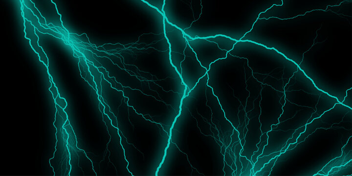 blue, black Marble Texture Template Background. Brilliant streaks of green lightning illuminate dark expanse with electric thunder dramatic display. Lightning bolt. thunder lighting on black bg