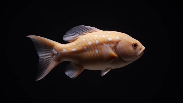 Closeup of orange fish swimming alone.