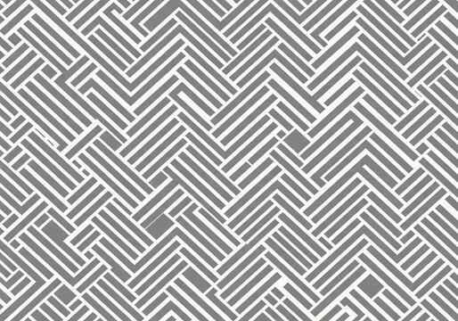 Herringbone geometric pattern grey and white interlocking stripes seamless background