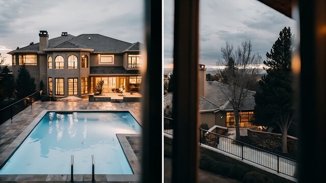 swimming pool at night