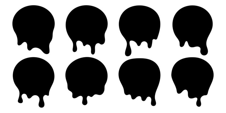 Set of various dripping and melting liquid round shapes