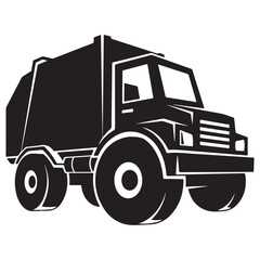Fototapeta premium Bold Black and White Illustration of a Waste Management Truck