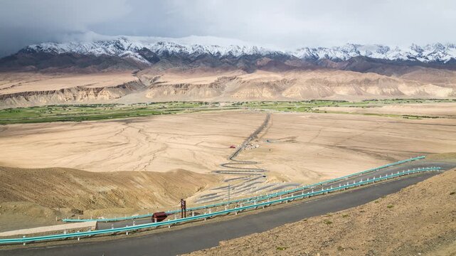 Time-lapse of Panlong Ancient Road in Taxian, Kashgar, Xinjiang, China
