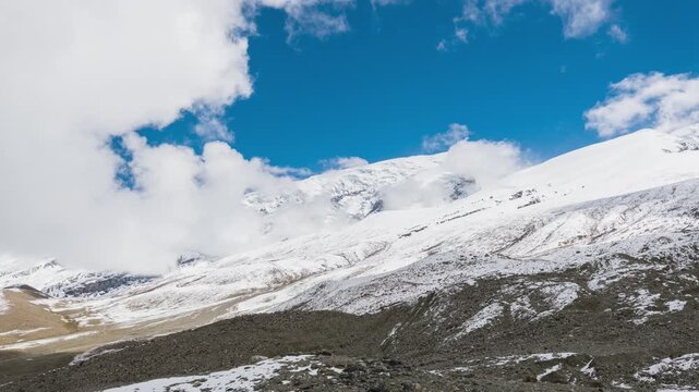 Time-lapse of Snowy Mountains at Muztagh Glacier Park, Taxkorgan, Kashgar, Xinjiang, China