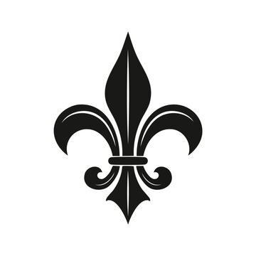 Elegant black fleur de lis symbol isolated on white background