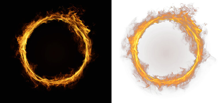 Burning ring of fire with realistic flame effect for show or performance
