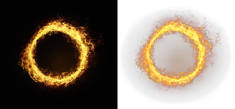 Burning ring of fire with realistic flame effect for show or performance