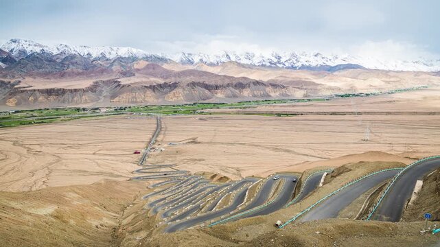 Time-lapse of Panlong Ancient Road in Taxian, Kashgar, Xinjiang, China