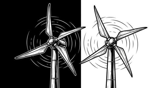 Wind turbines with motion effect illustration.