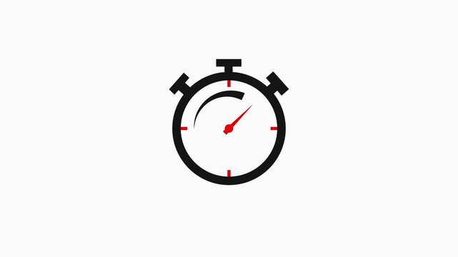 Simple black alarm clock icon with ringing bells and clear time display on a white background