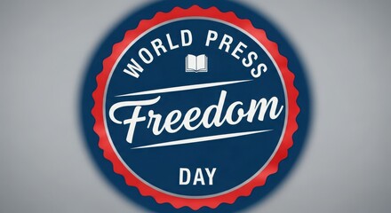 Obraz premium World press freedom day emblem with book and script text