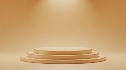 Obraz premium Minimalist beige podium with golden trim for product display