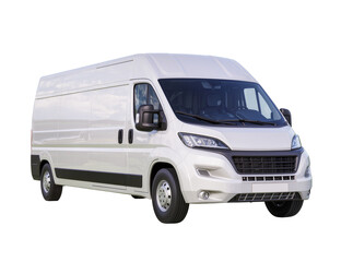 Sleek modern white commercial delivery van, a versatile cargo transport vehicle isolated on transparent background, ideal for logistics PNG © Francisco