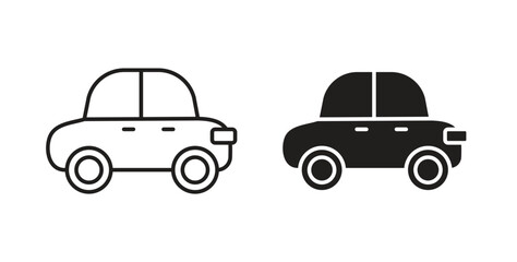Fototapeta premium Car side view icon vector pictogram pack. icon vector template