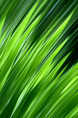 Obraz premium Abstract Vibrant Green Background with Dynamic Diagonal Lines Resembling Lush Grass or Botanical Leaf Patterns, Fresh Organic Texture Ideal for Nature-Themed Projects, Energy, and Vitality Concept.