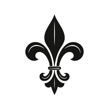 Elegant black fleur de lis icon isolated on white background design