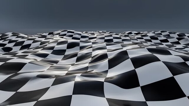 A video showcasing a waving checkered flag in a racing video context