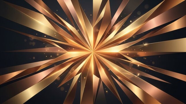 Golden Burst Abstract Design with Geometric Shapes and Light.