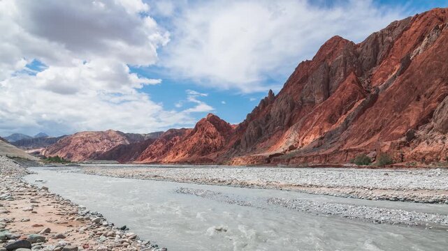Time-lapse of Red Valley Yadan Landform in Wuqia, Kizilsu, Xinjiang, China