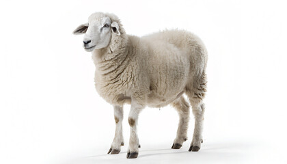 Obraz premium Sheep Isolated on White Background Wool Farm Animal
